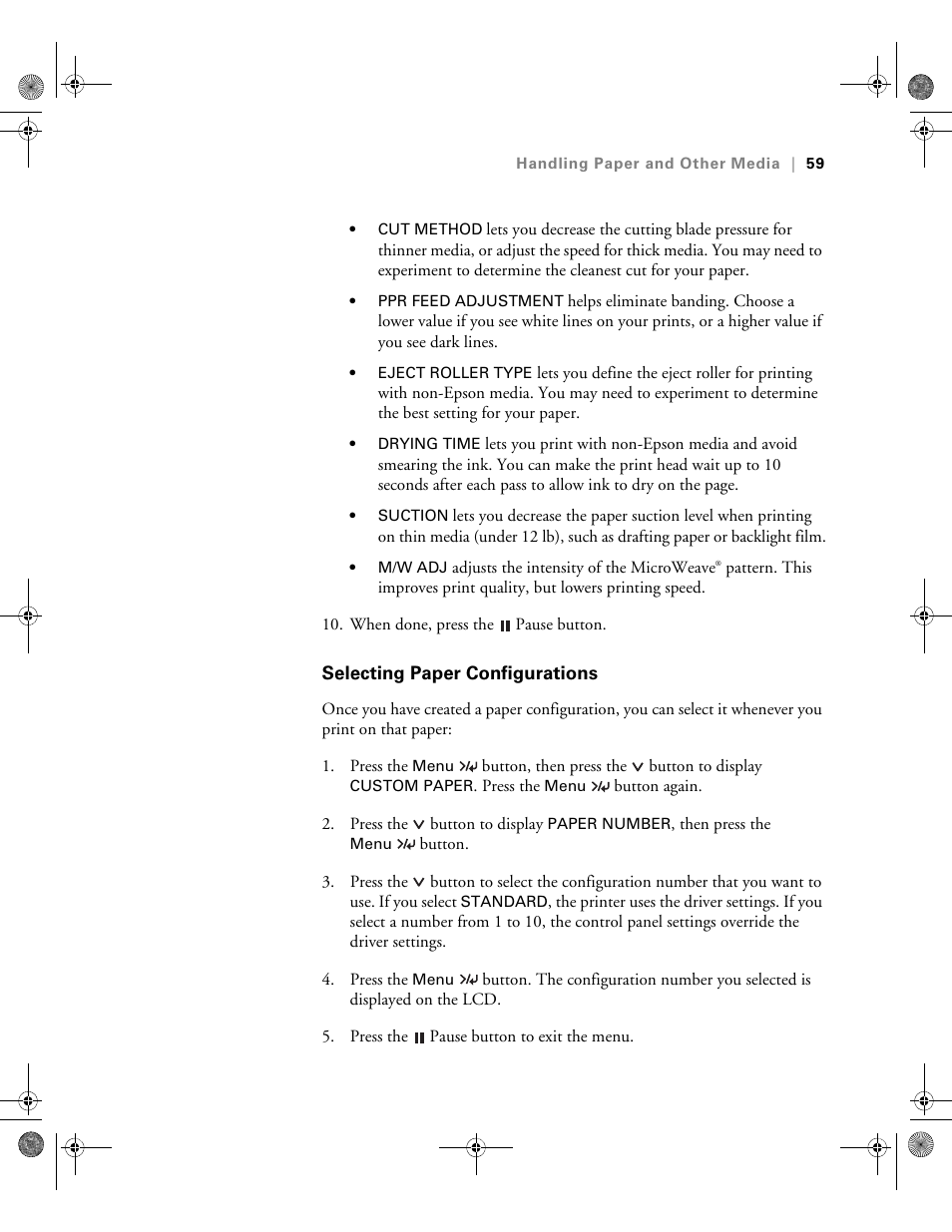 Selecting paper configurations | Epson PRO 4800 User Manual | Page 59 / 160