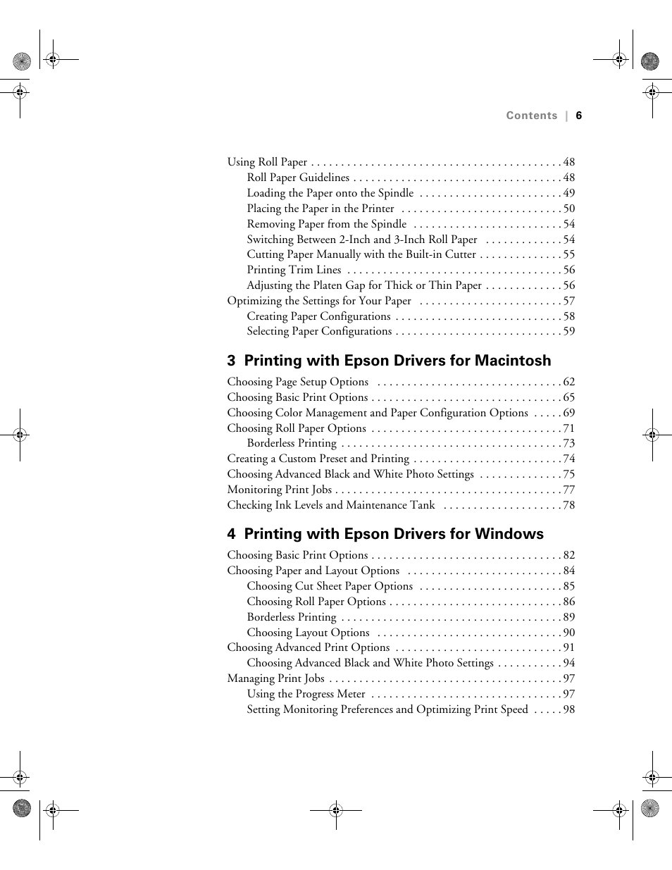 3 printing with epson drivers for macintosh, 4 printing with epson drivers for windows | Epson PRO 4800 User Manual | Page 6 / 160