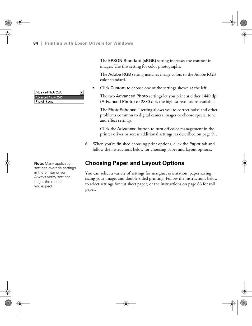Choosing paper and layout options | Epson PRO 4800 User Manual | Page 84 / 160