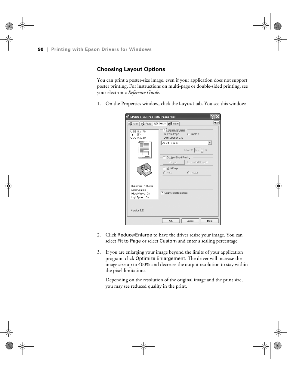Choosing layout options | Epson PRO 4800 User Manual | Page 90 / 160