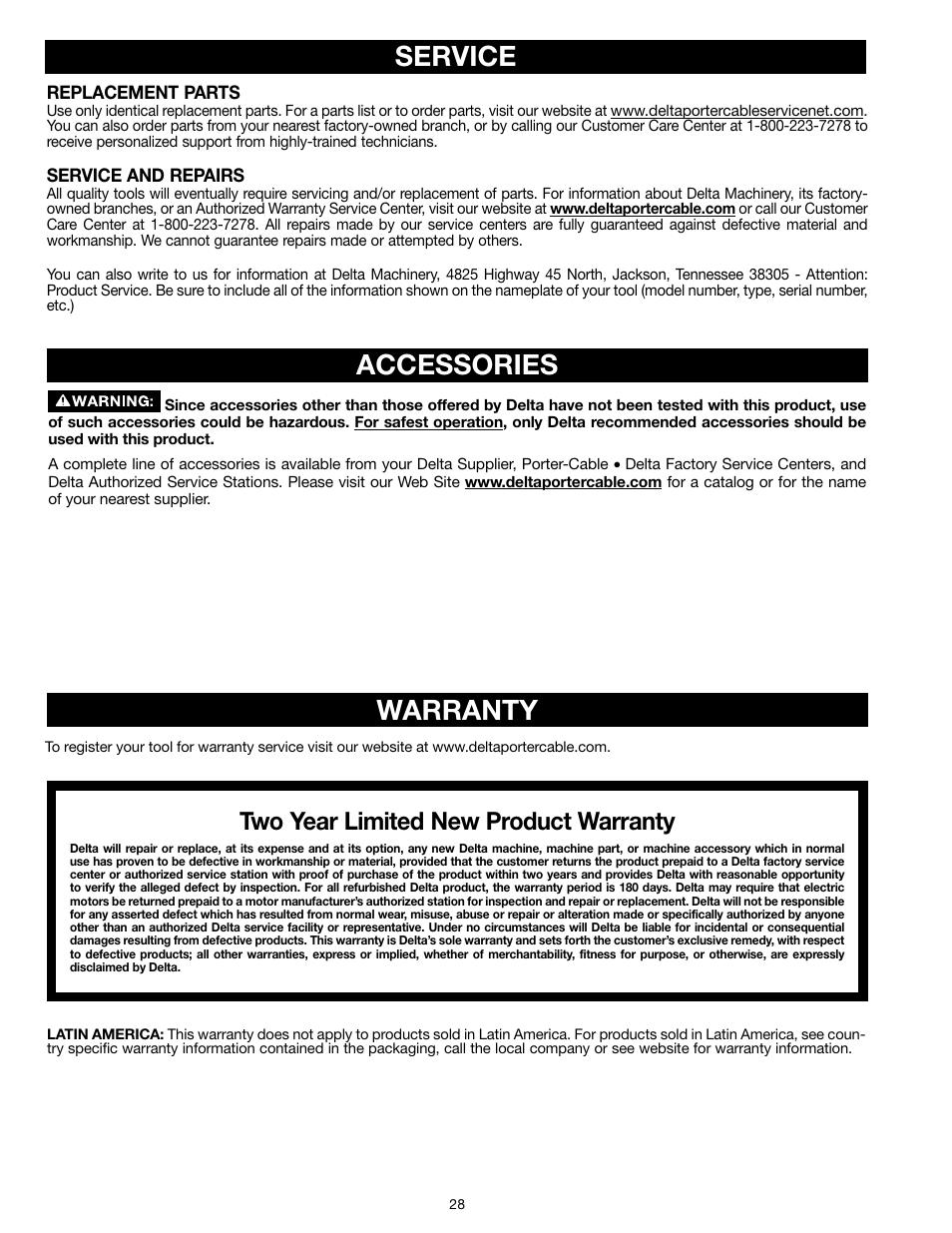 Warranty, Service, Accessories | Two year limited new product warranty | Epson RS830 User Manual | Page 28 / 88