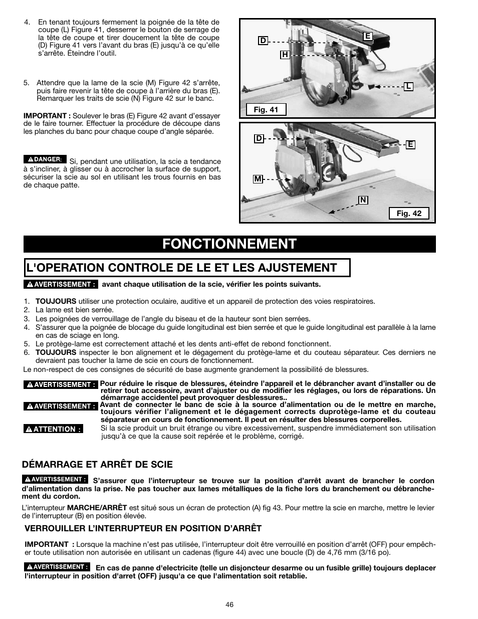 Fonctionnement, L'operation controle de le et les ajustement s | Epson RS830 User Manual | Page 46 / 88
