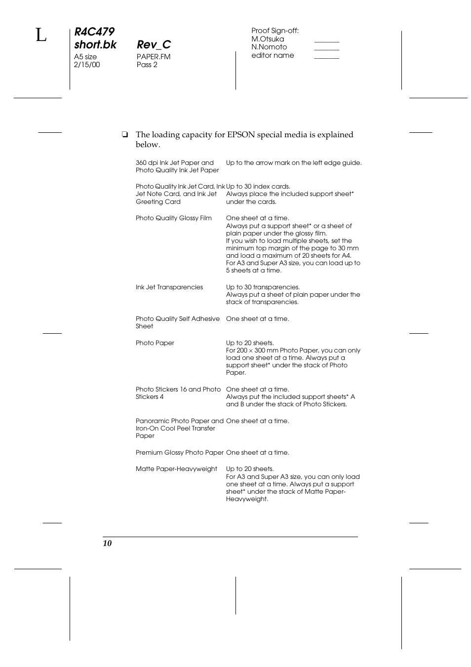 R4c479 short.bk rev_c | Epson 1270 User Manual | Page 16 / 83