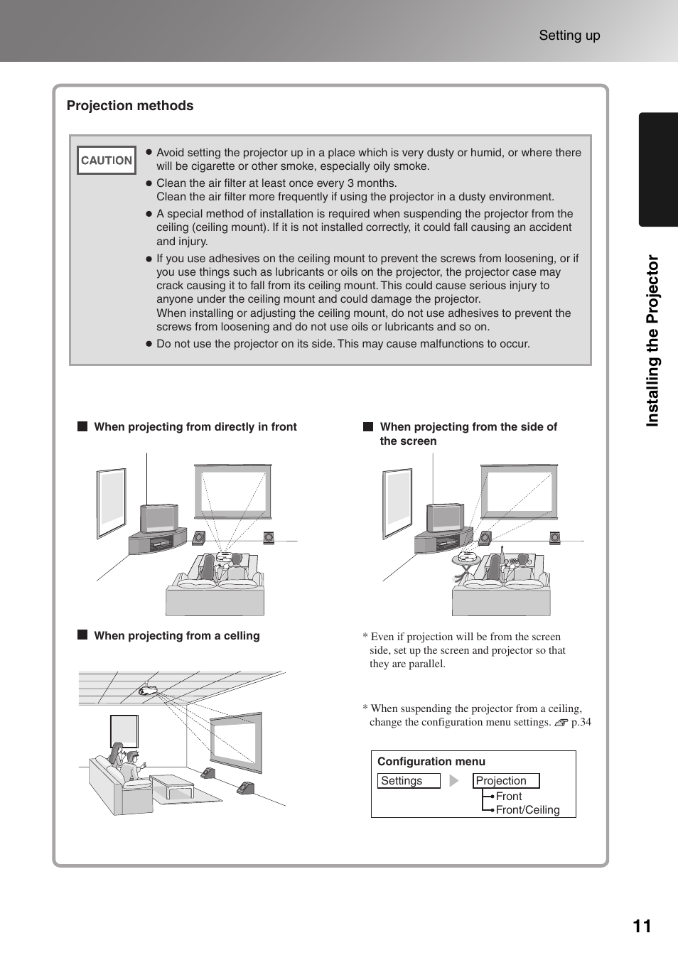 Install ing the pr ojector | Epson Dreamio EMP-TW1000 U User Manual | Page 13 / 64