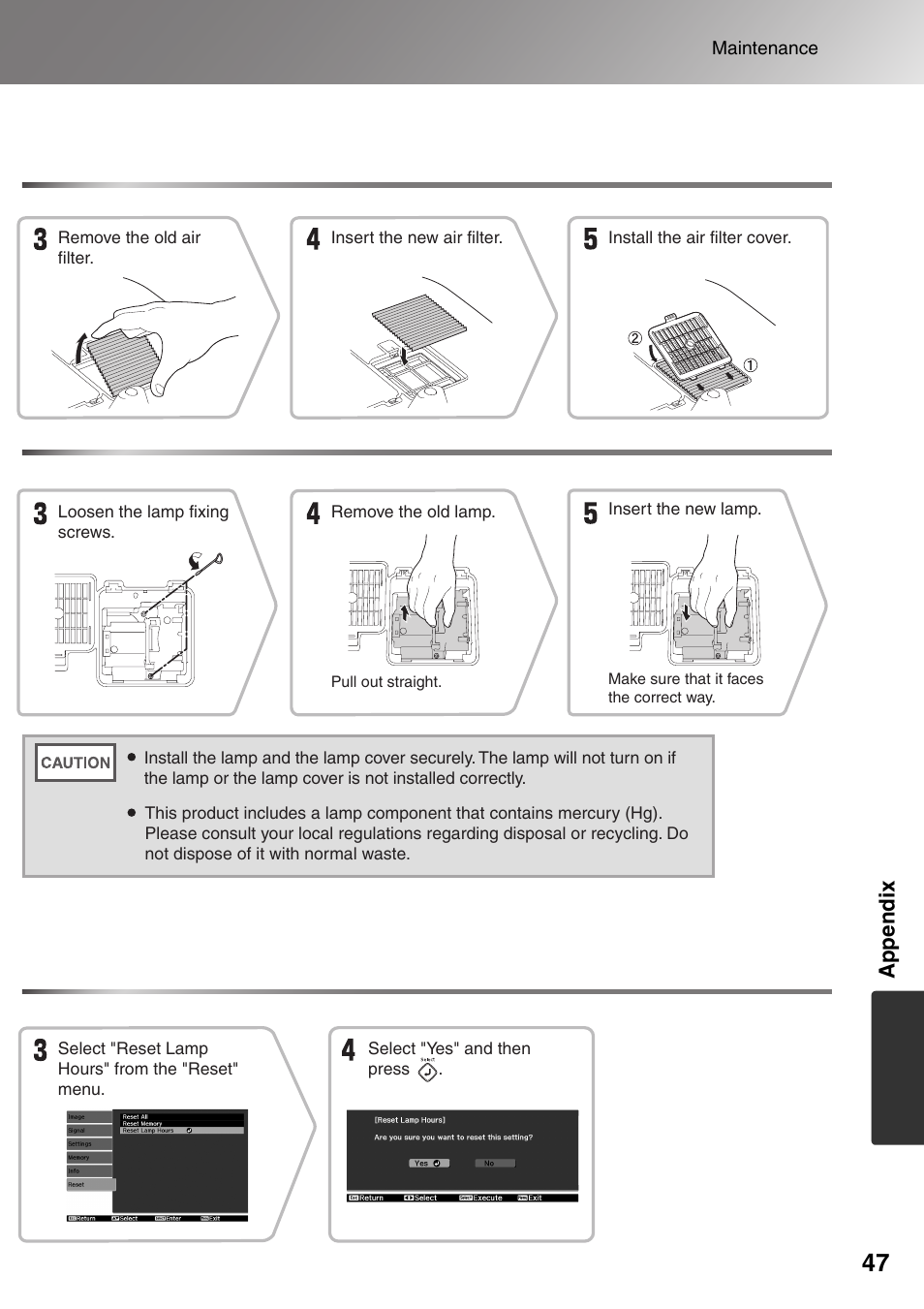Appendix | Epson Dreamio EMP-TW1000 U User Manual | Page 49 / 64