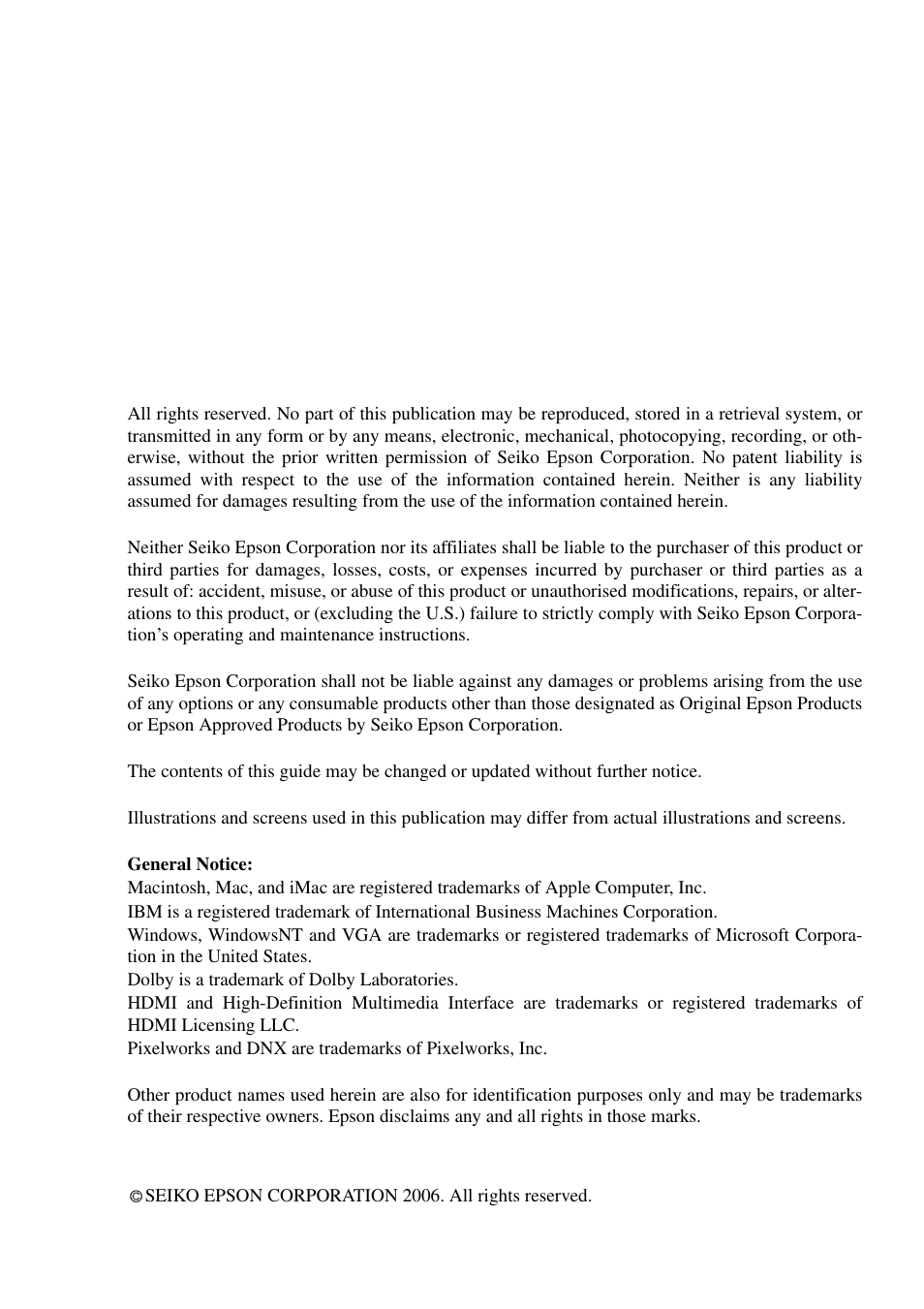 Epson Dreamio EMP-TW1000 U User Manual | Page 63 / 64