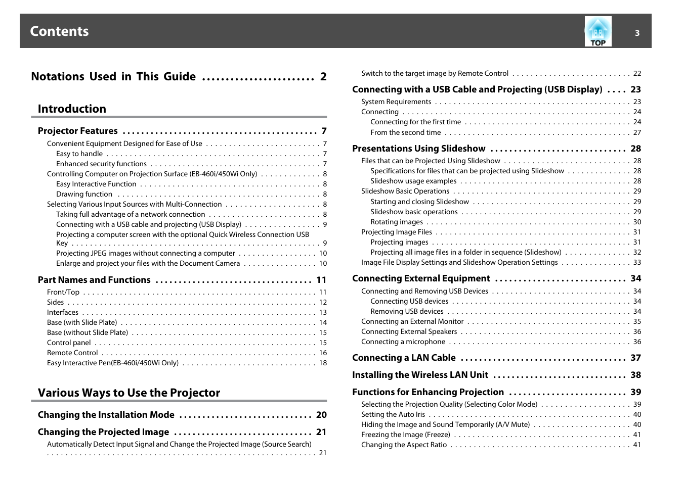 Epson EB-440W User Manual | Page 3 / 153