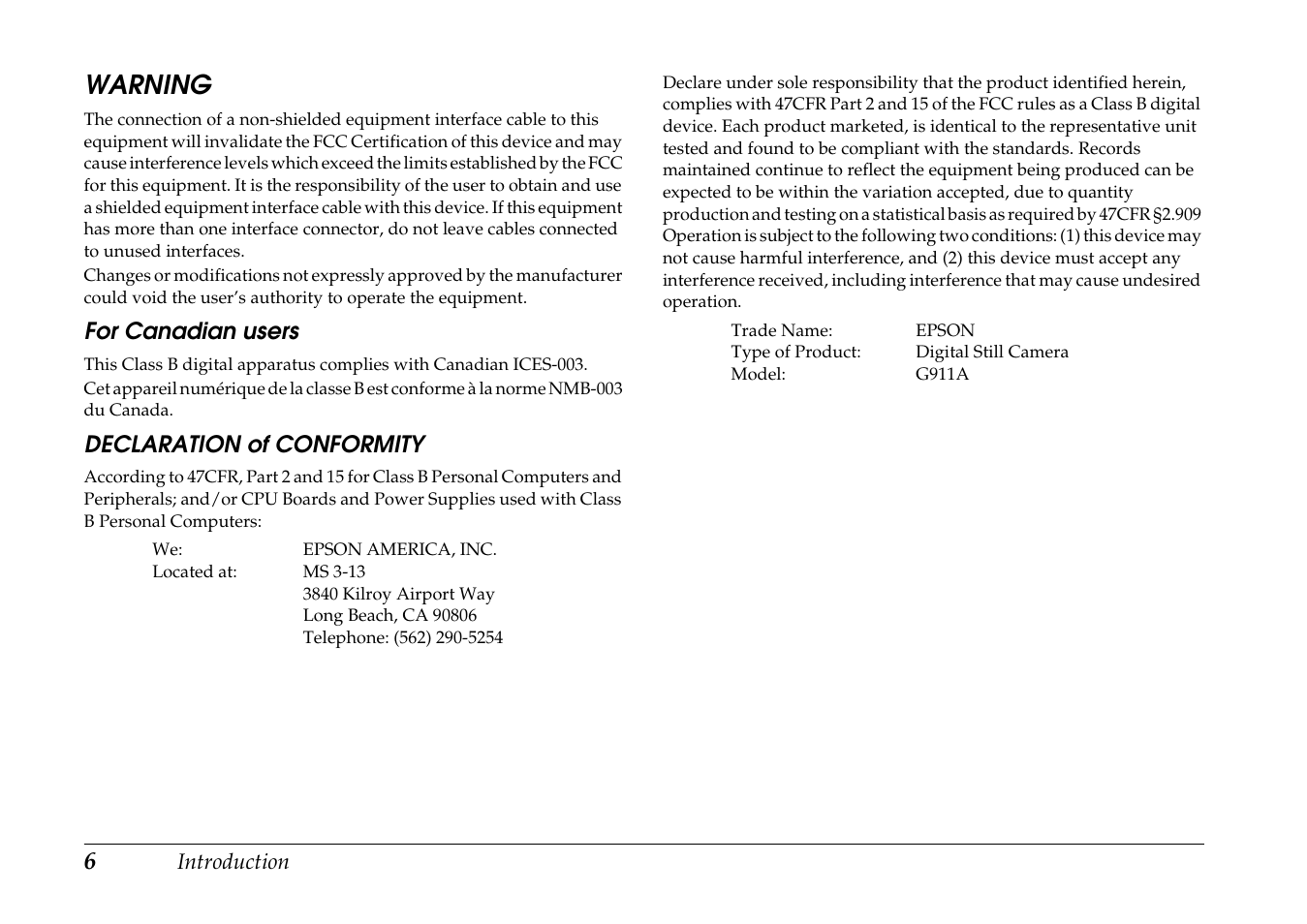 Warning | Epson R-D1 User Manual | Page 10 / 55