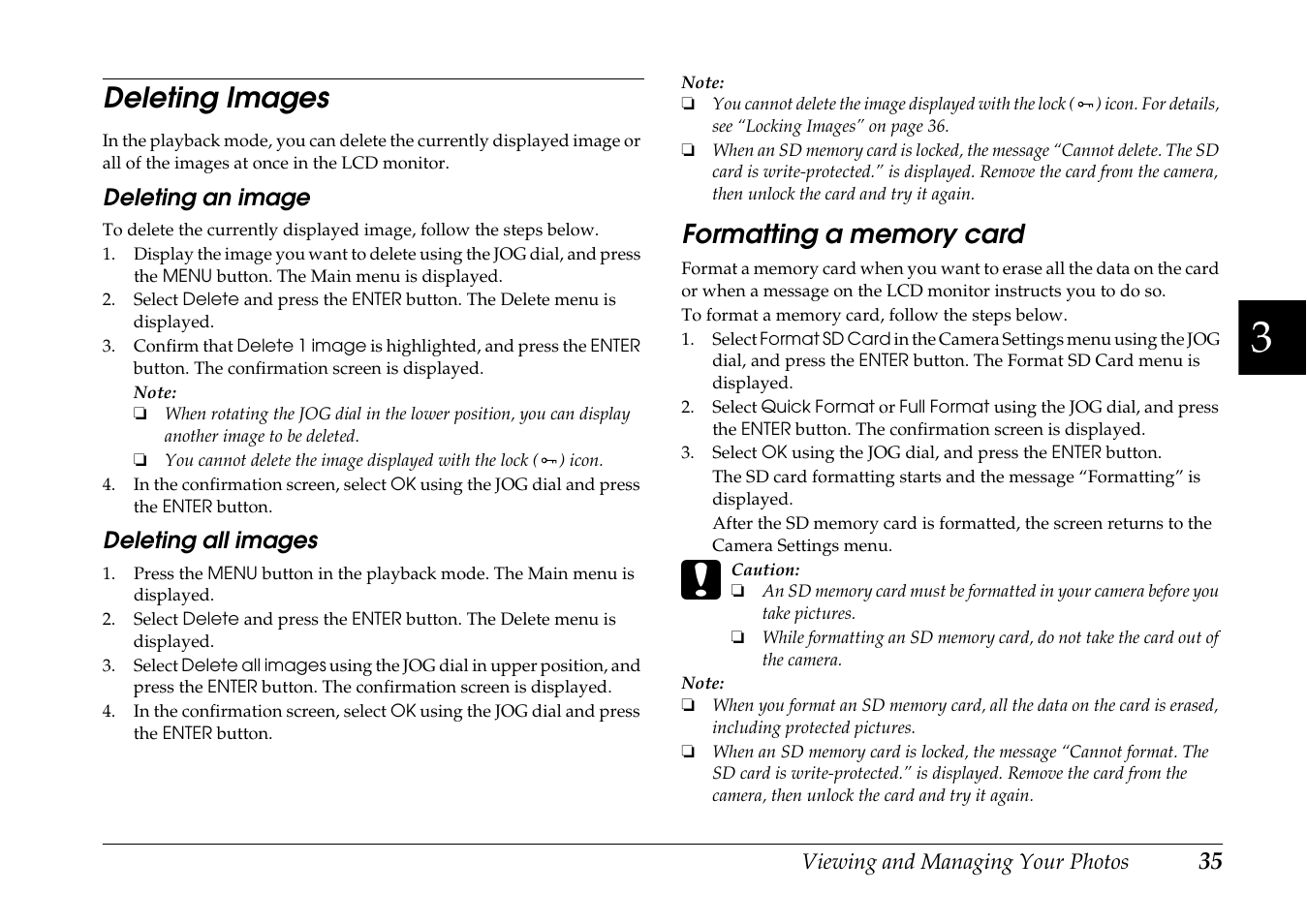 Deleting images, Formatting a memory card | Epson R-D1 User Manual | Page 39 / 55