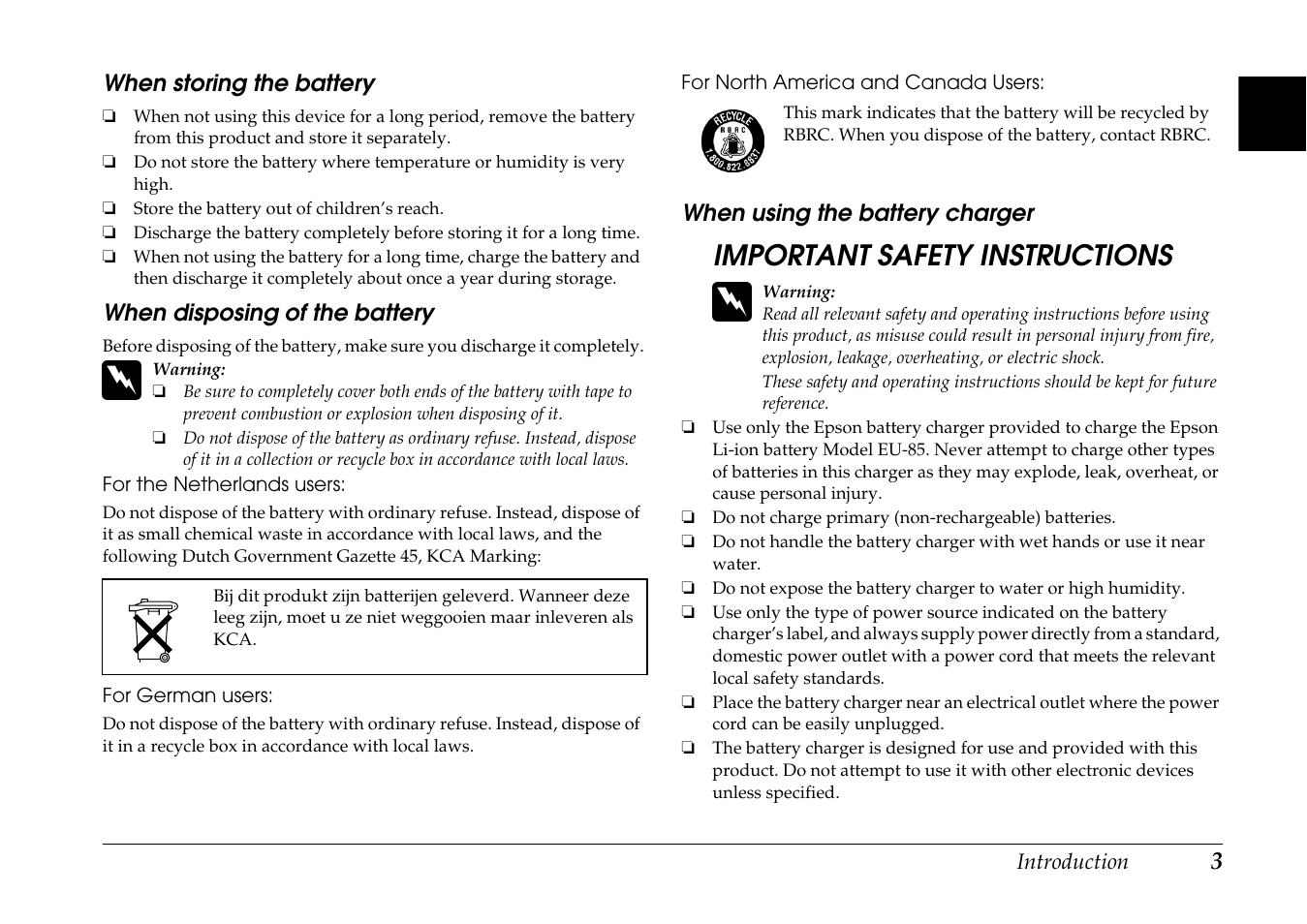 Important safety instructions | Epson R-D1 User Manual | Page 7 / 55