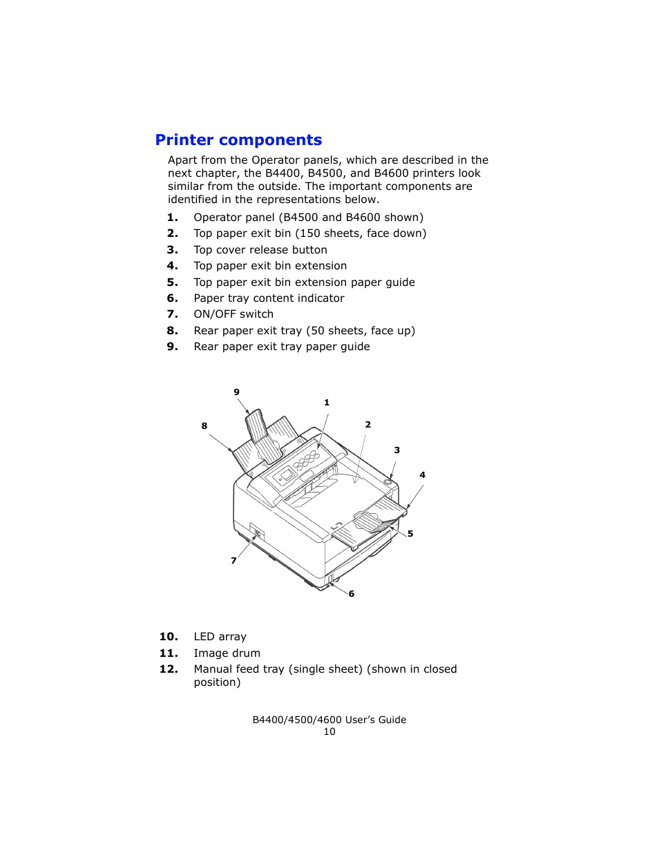 Printer components | Epson 4600 User Manual | Page 10 / 106