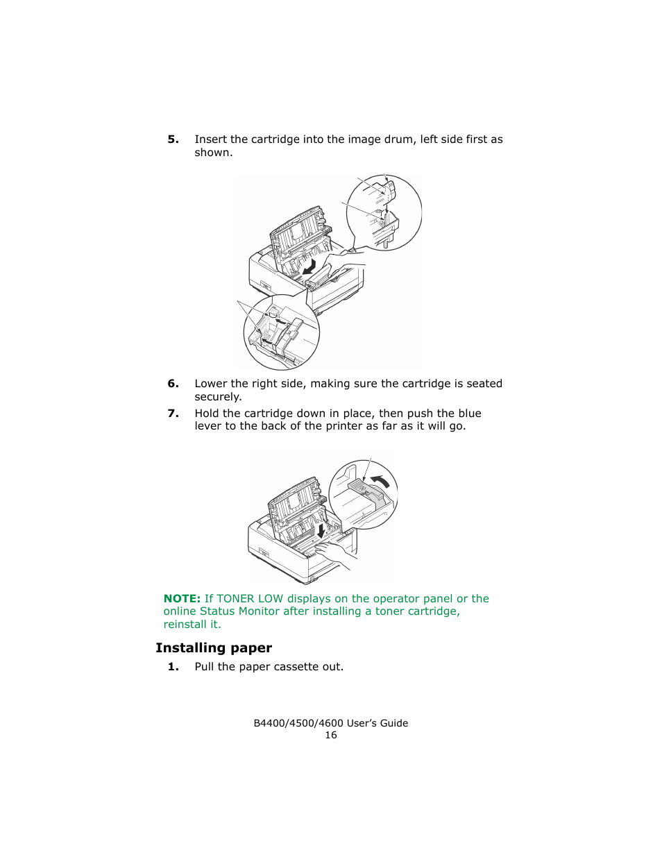 Installing paper | Epson 4600 User Manual | Page 16 / 106