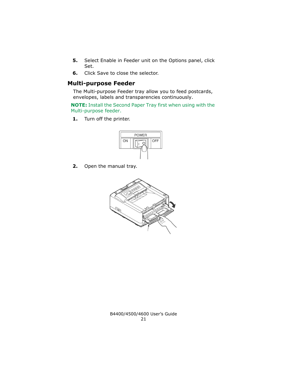 Multi-purpose feeder | Epson 4600 User Manual | Page 21 / 106