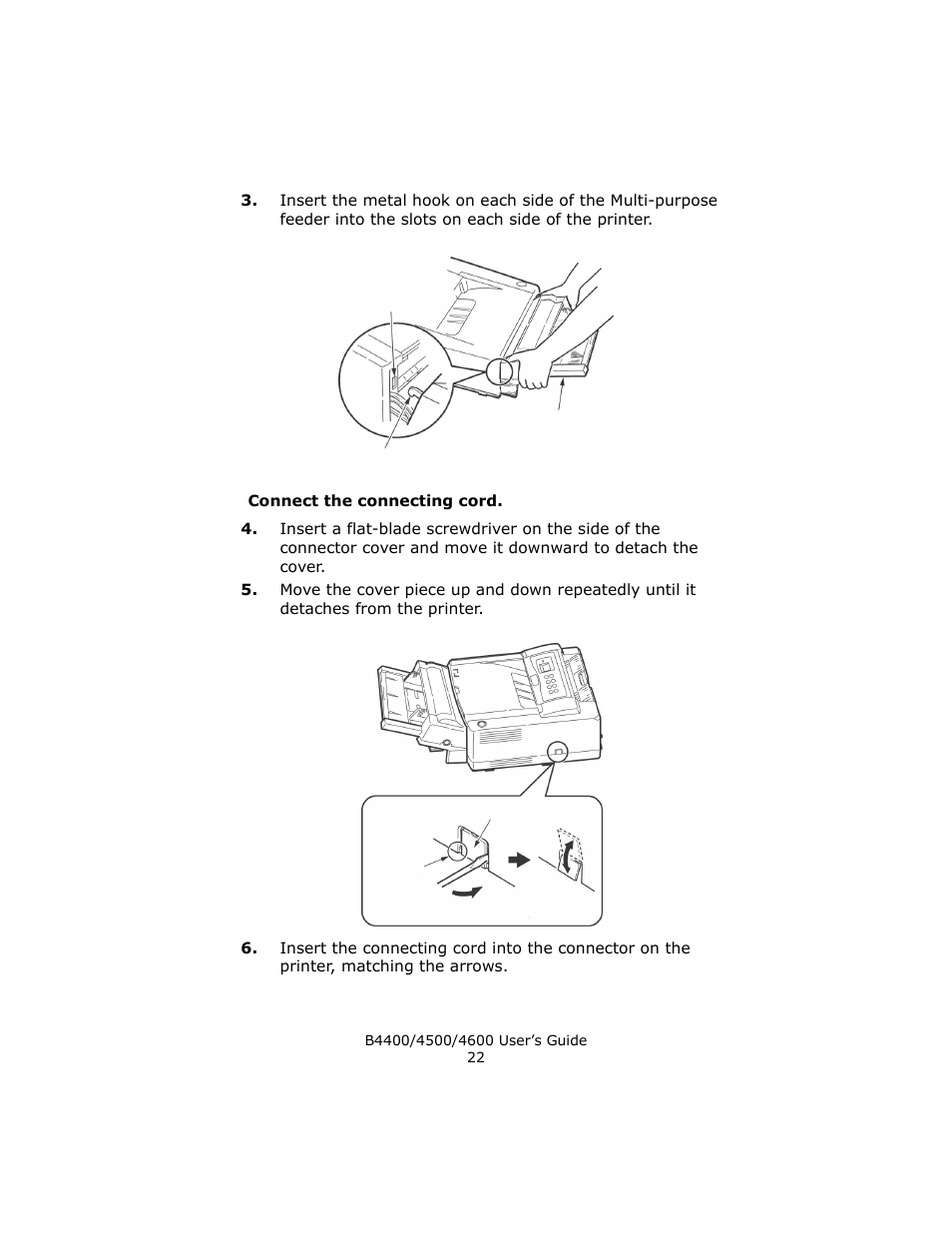 Connect the connecting cord | Epson 4600 User Manual | Page 22 / 106