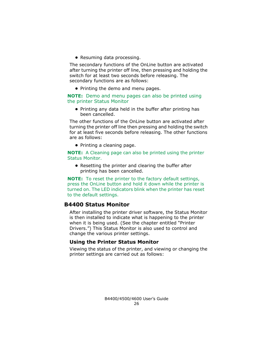 B4400 status monitor, Using the printer status monitor | Epson 4600 User Manual | Page 26 / 106