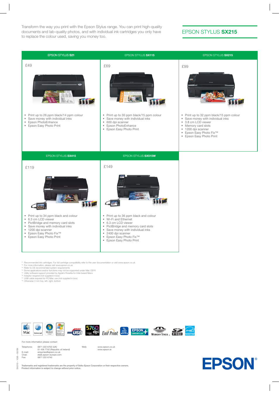Epson stylus sx215 | Epson Stylus SX215 User Manual | Page 4 / 4