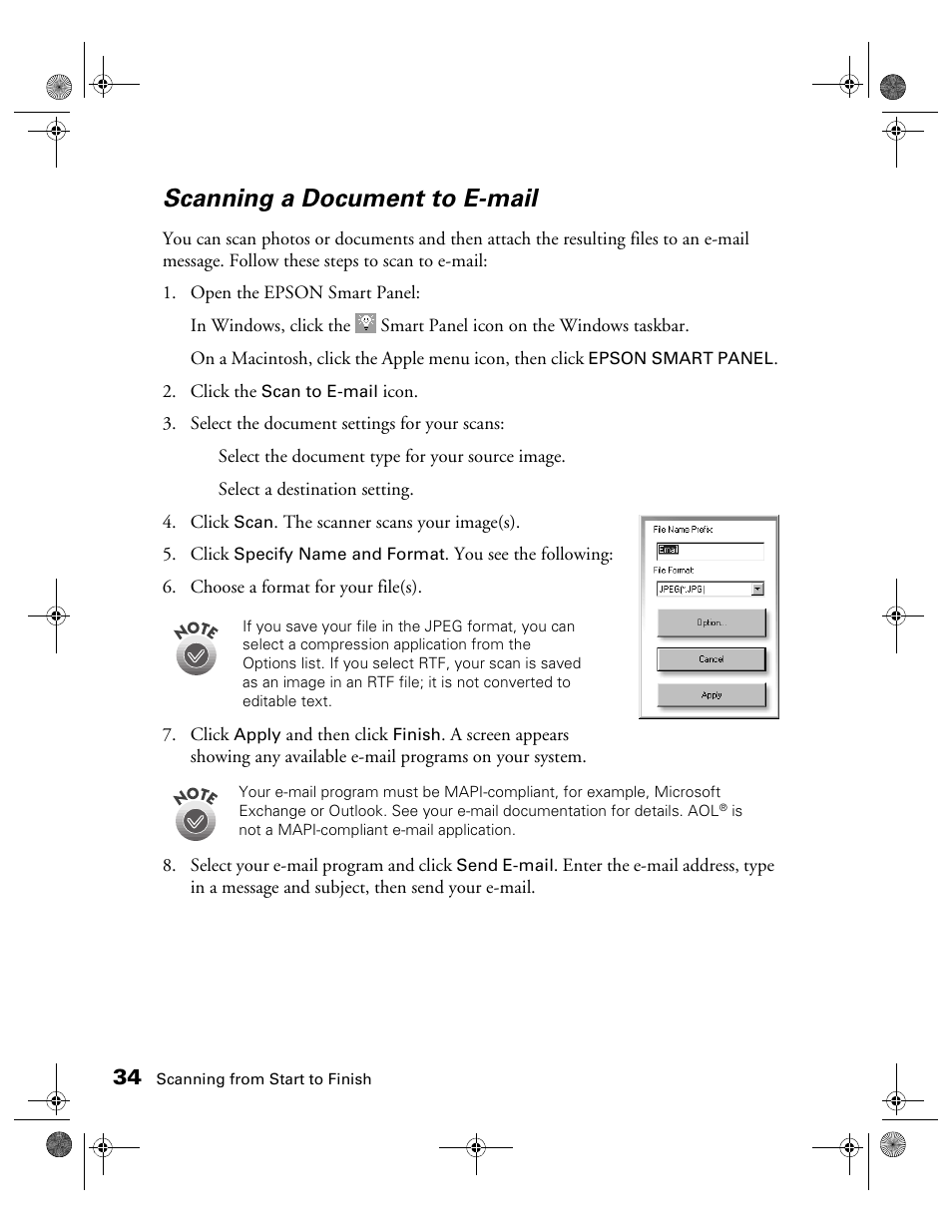 Scanning a document to e- mail, Scanning a document to e-mail | Epson 1240U User Manual | Page 39 / 83