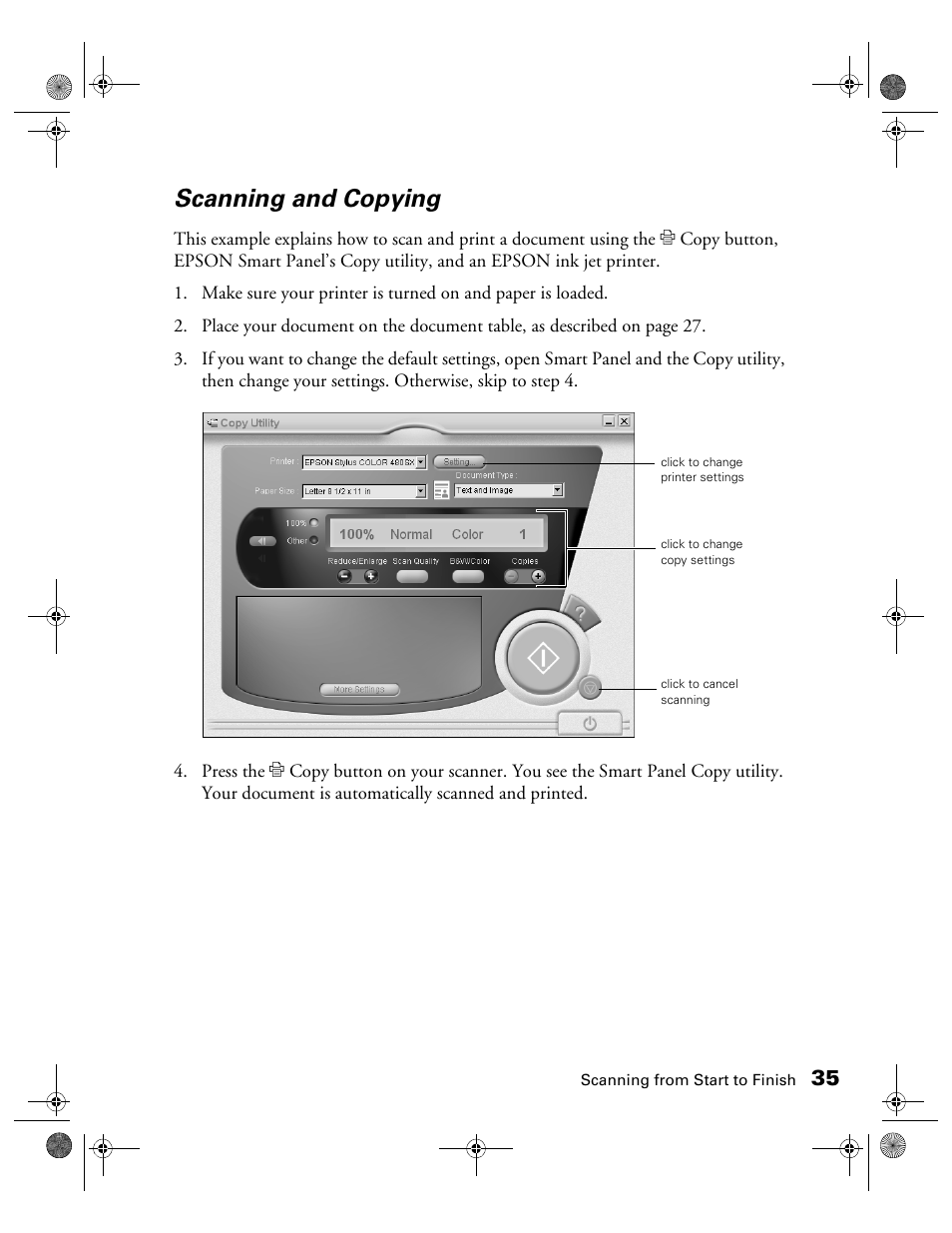 Scanning and copying | Epson 1240U User Manual | Page 40 / 83