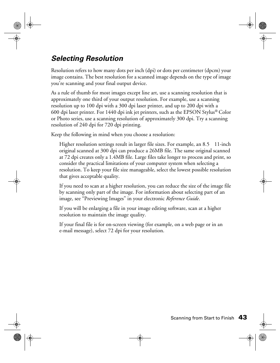 Selecting resolution | Epson 1240U User Manual | Page 48 / 83