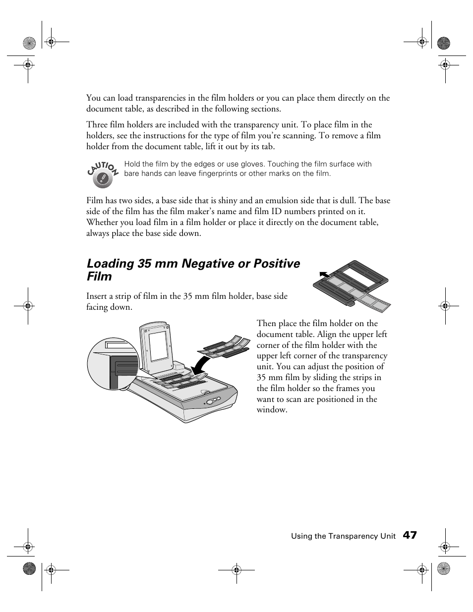 Loading 35 mm negative or positive film | Epson 1240U User Manual | Page 52 / 83