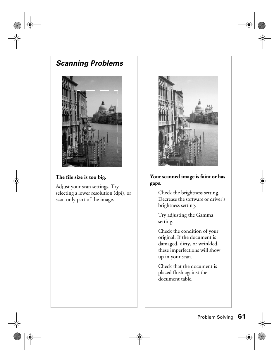 Scanning problems | Epson 1240U User Manual | Page 66 / 83
