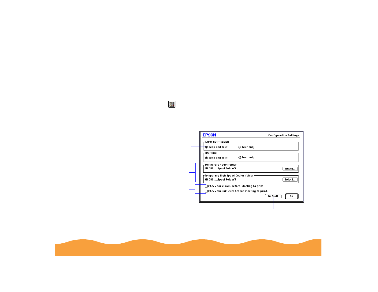 Selecting configuration options | Epson 740 Series User Manual | Page 120 / 186