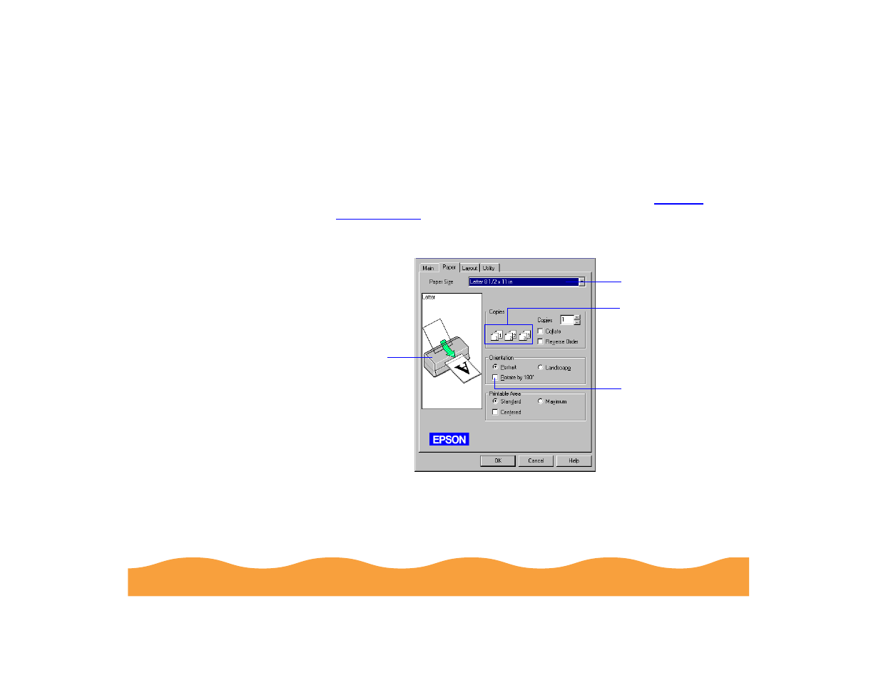 Selecting paper options in windows, Selecting, Paper options in windows | Epson 740 Series User Manual | Page 50 / 186