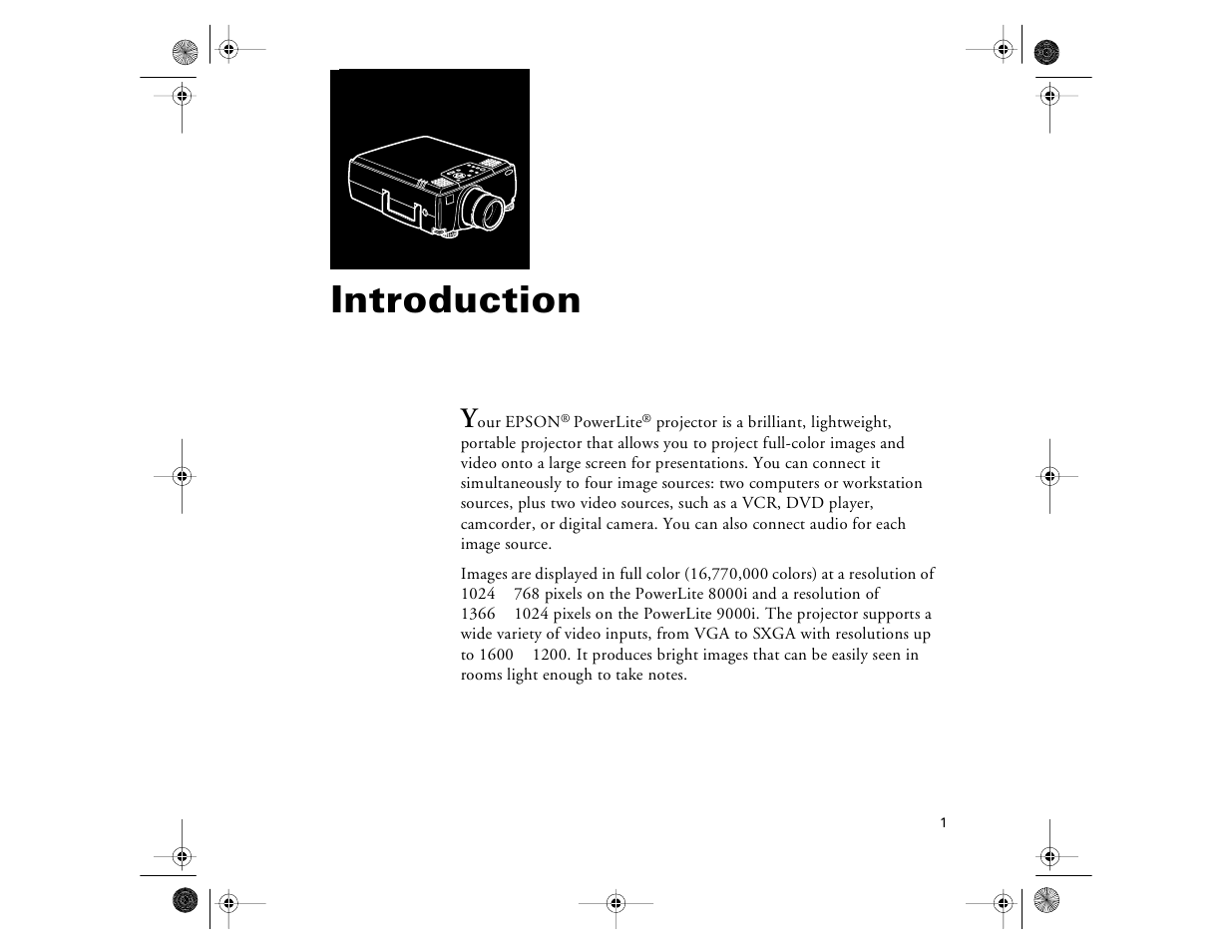 Introduction, Introduction 1 | Epson 8000i User Manual | Page 11 / 178