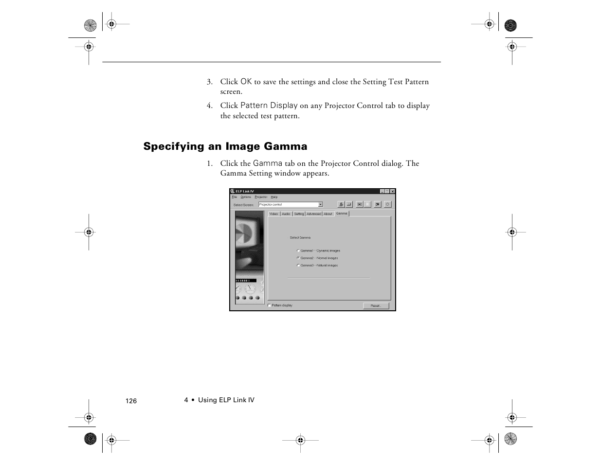 Specifying an image gamma | Epson 8000i User Manual | Page 136 / 178