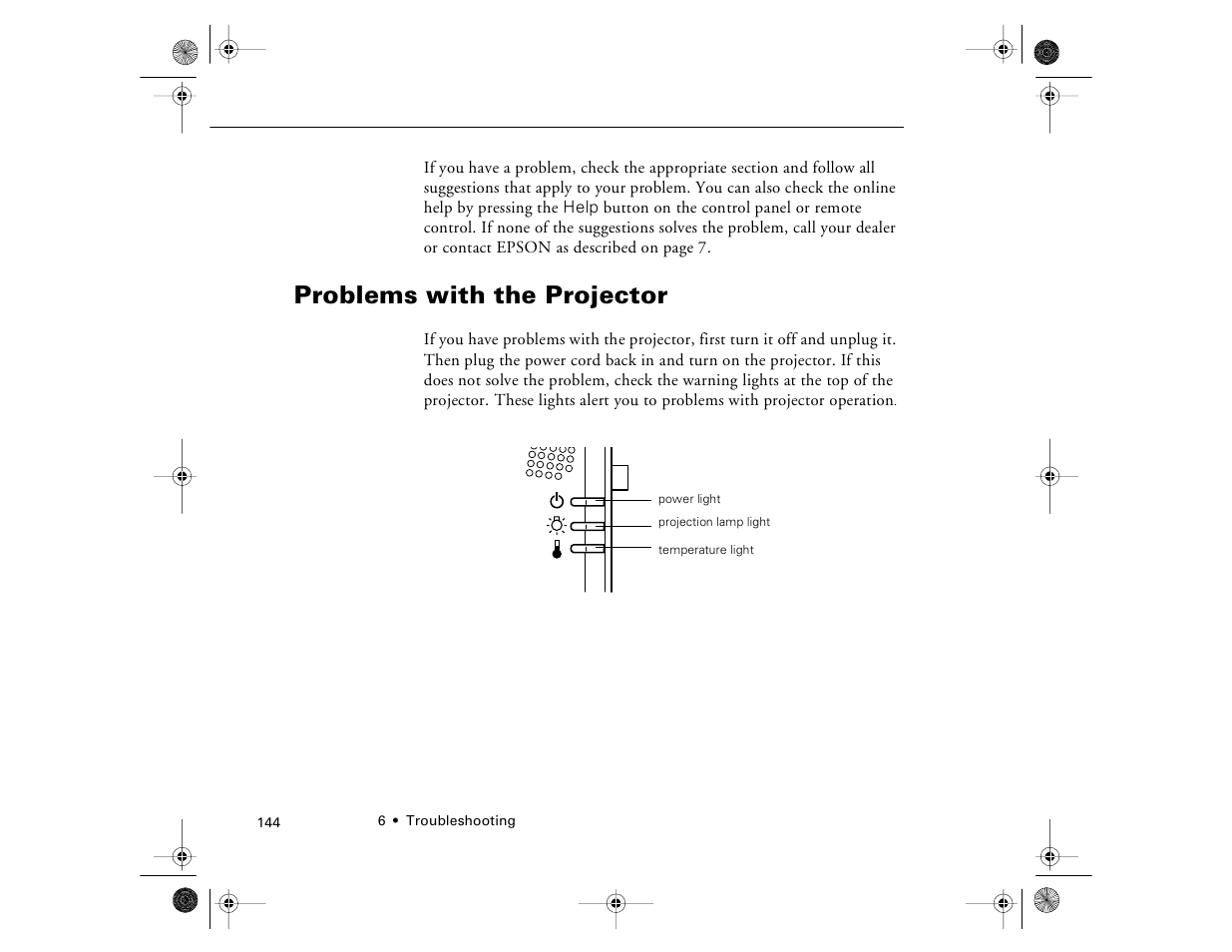 Problems with the projector | Epson 8000i User Manual | Page 154 / 178