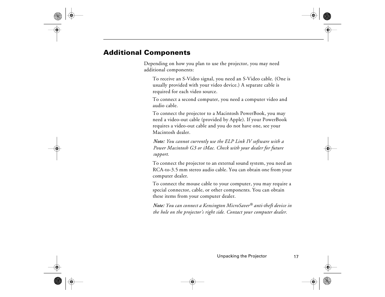 Additional components | Epson 8000i User Manual | Page 27 / 178