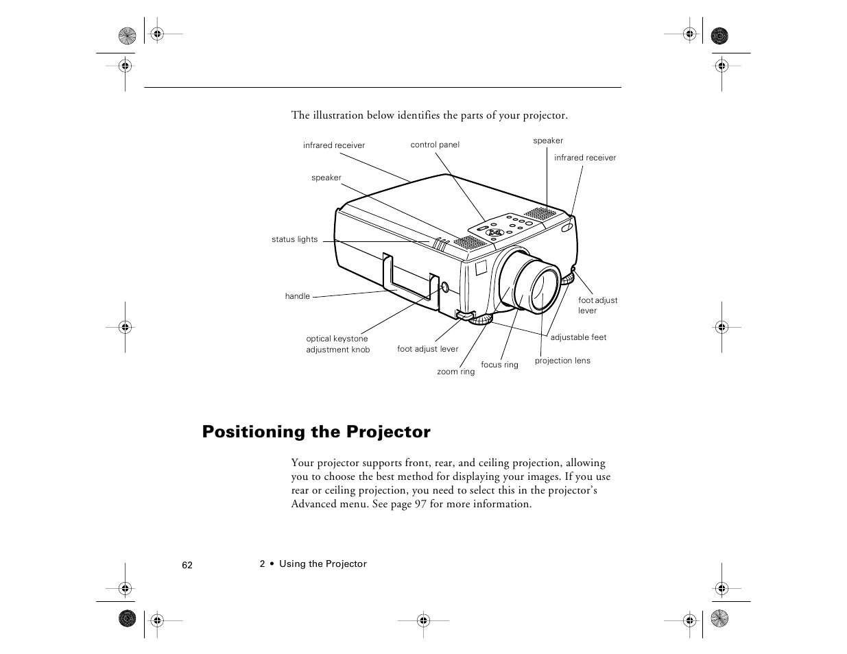 Positioning the projector | Epson 8000i User Manual | Page 72 / 178