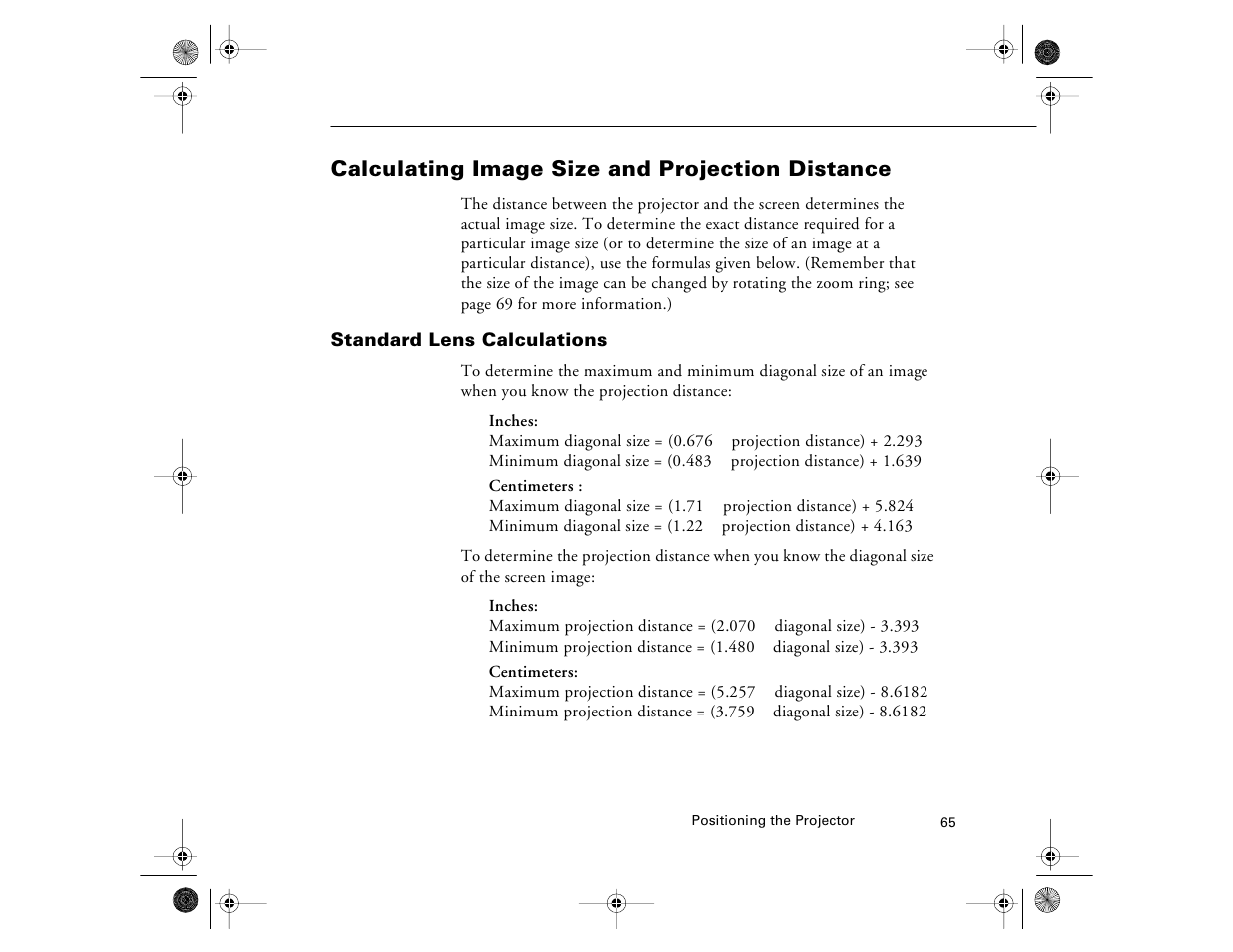 Calculating image size and projection distance | Epson 8000i User Manual | Page 75 / 178