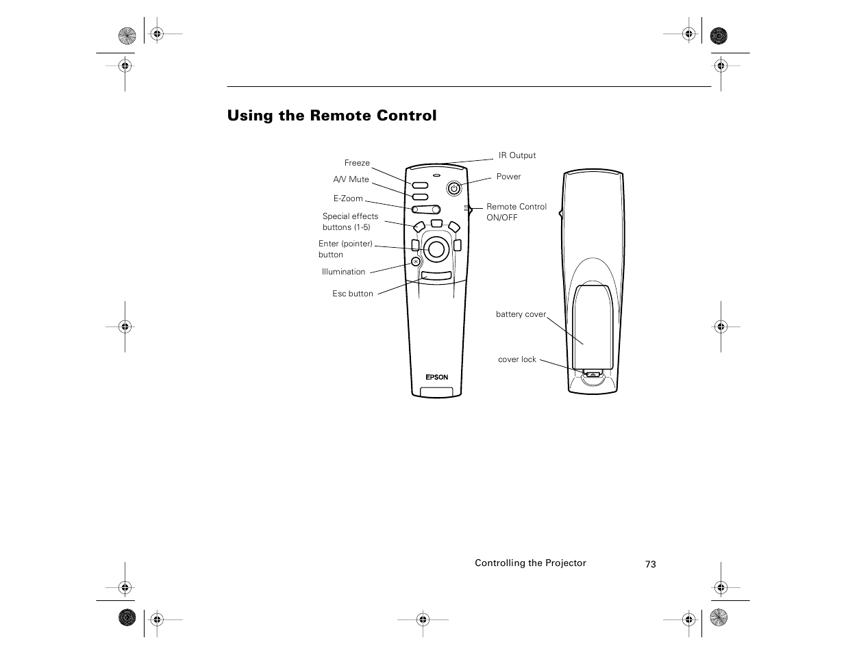 Using the remote control | Epson 8000i User Manual | Page 83 / 178