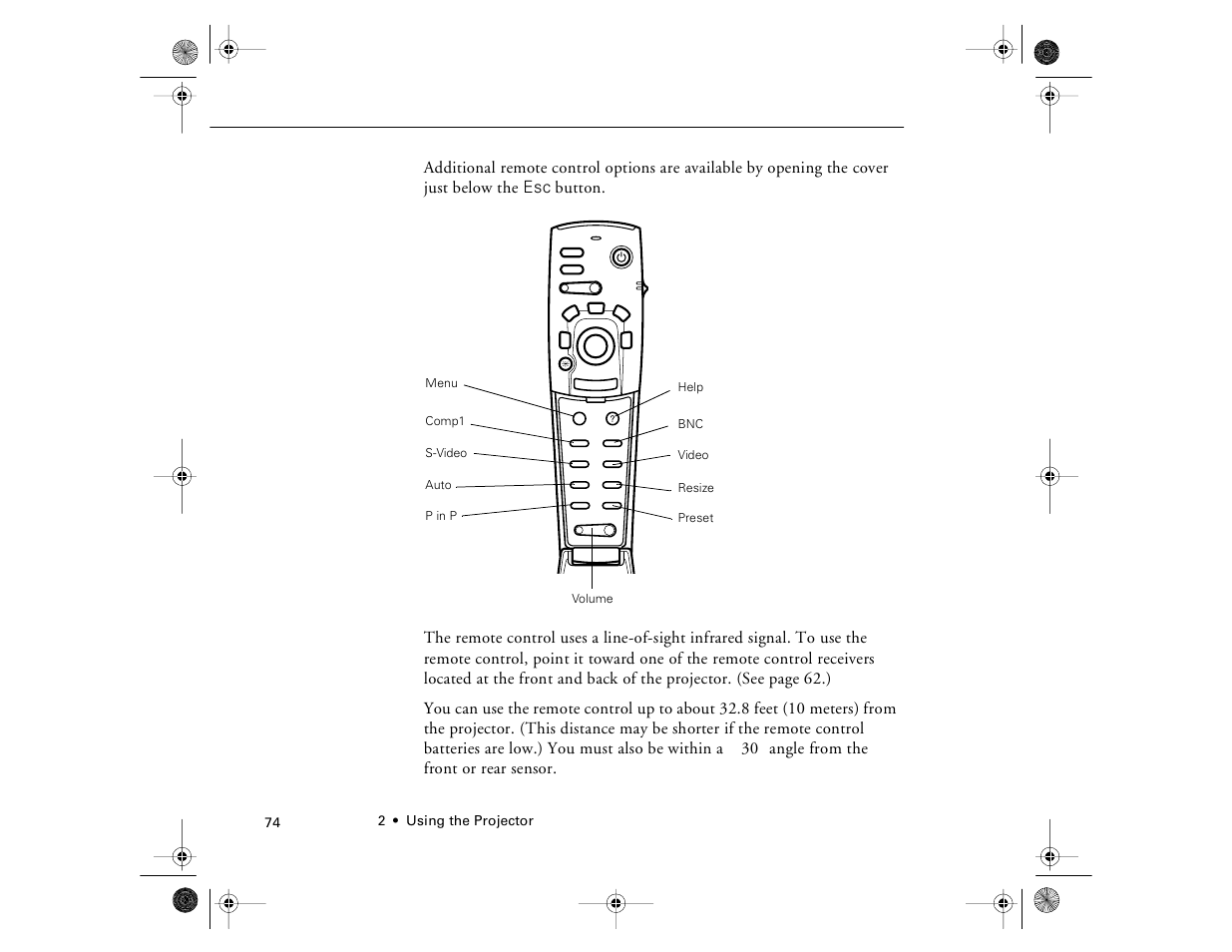 Angle from the front or rear sensor | Epson 8000i User Manual | Page 84 / 178