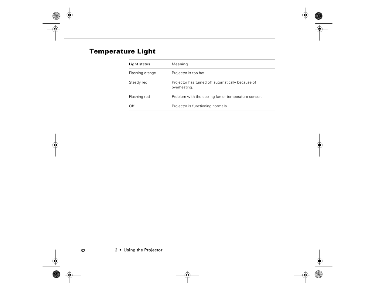 Temperature light | Epson 8000i User Manual | Page 92 / 178