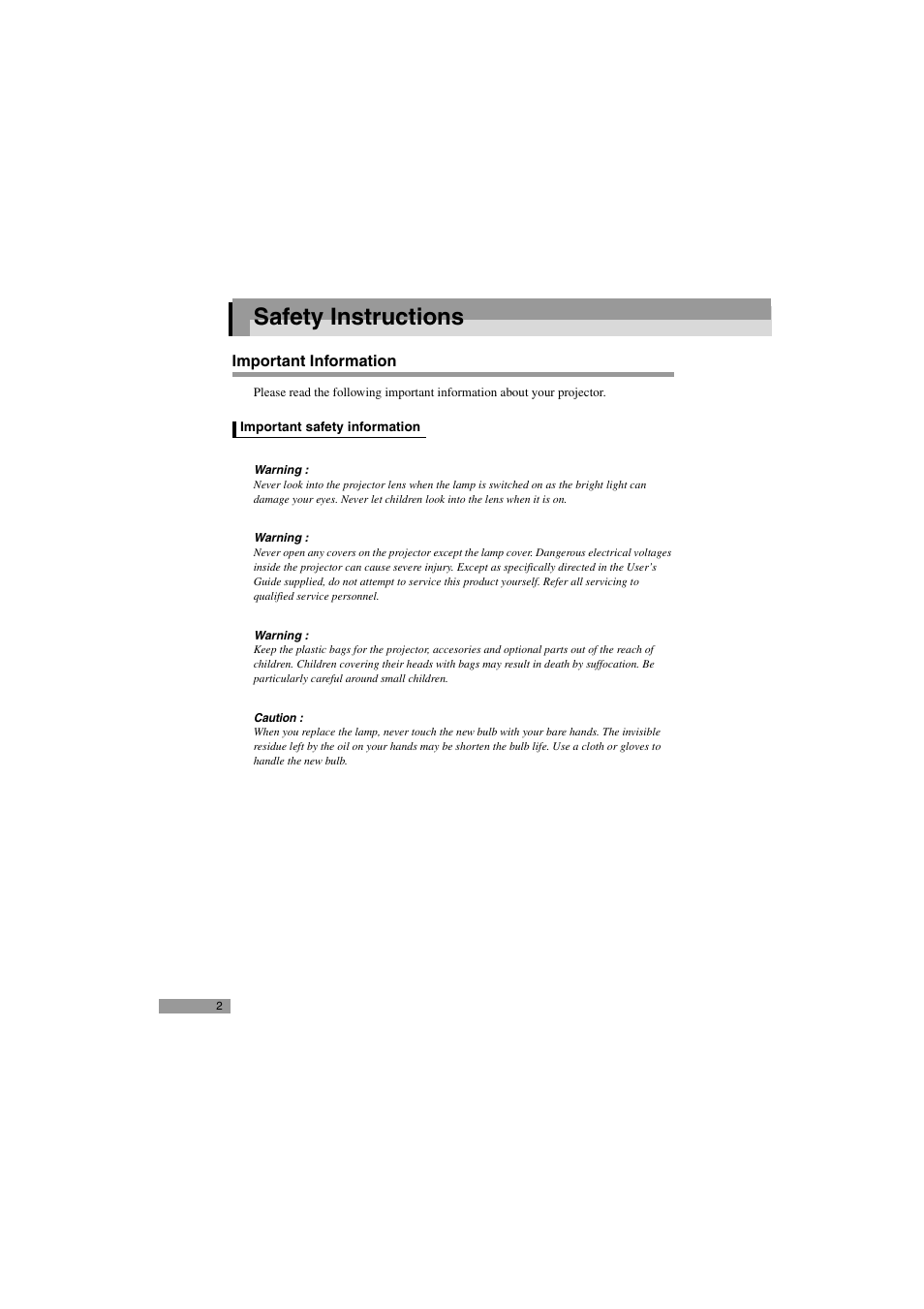 Safety instructions, Important information, Important safety information | Epson 402169004 User Manual | Page 4 / 52