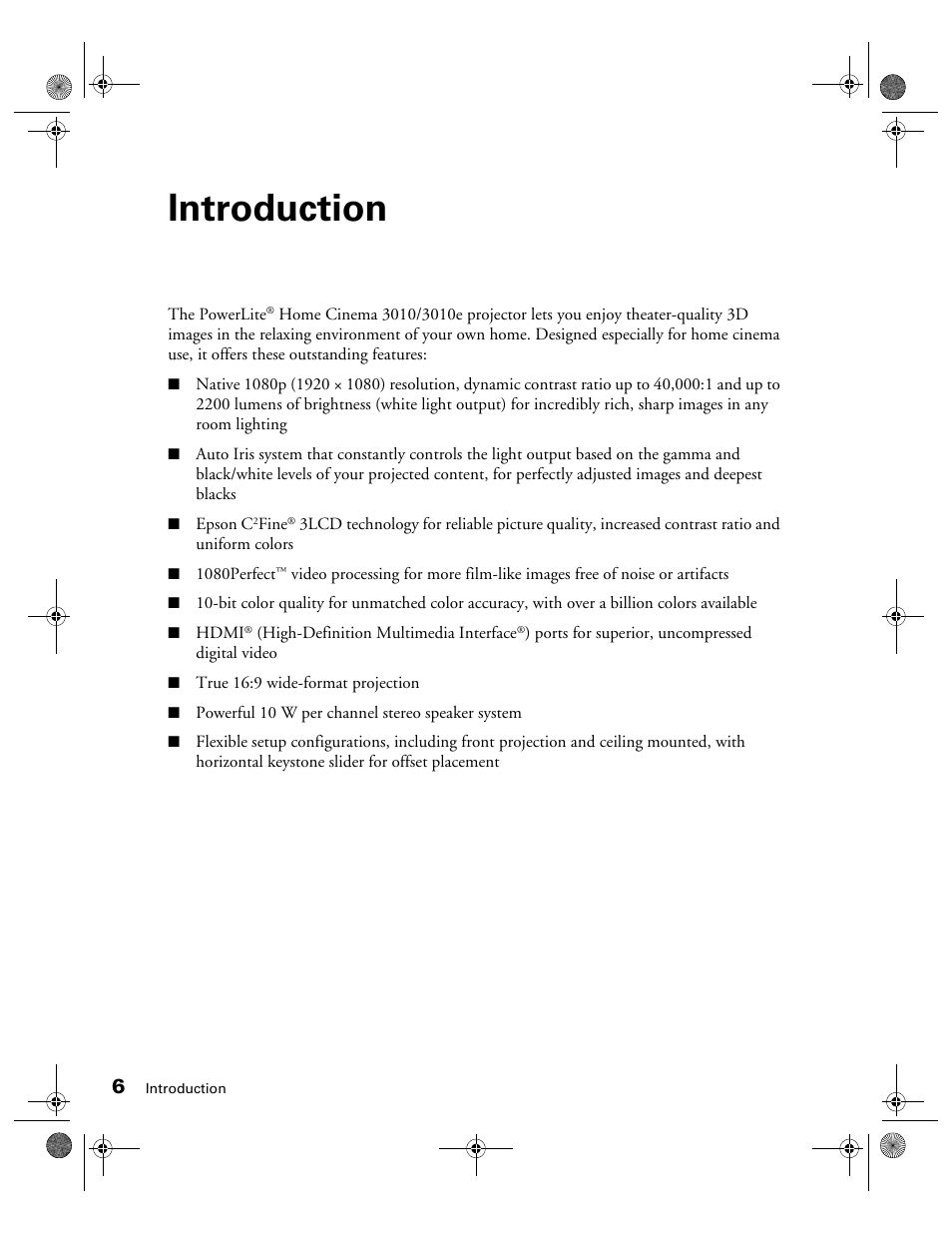 Introduction | Epson 3010E User Manual | Page 6 / 88
