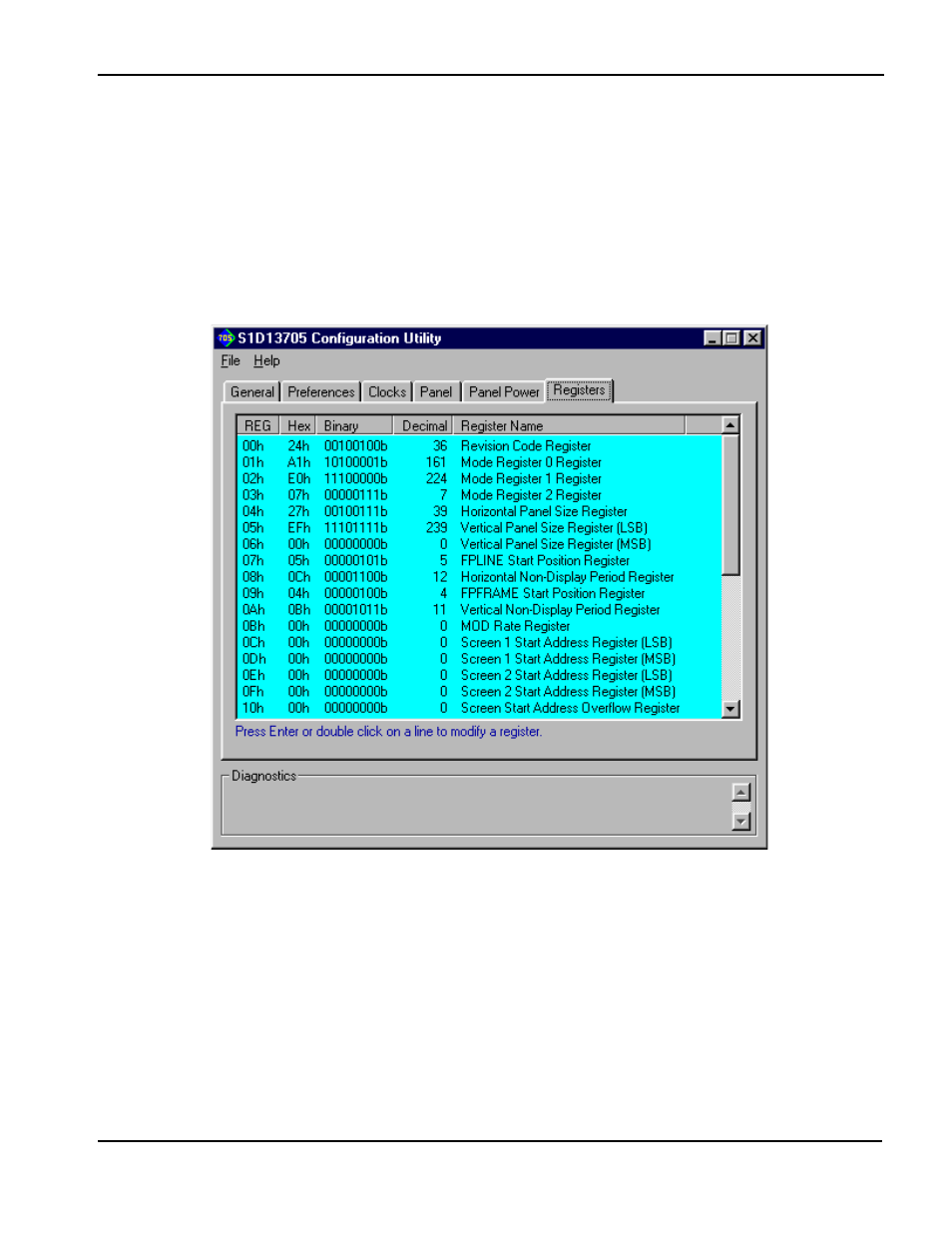 Registers tab | Epson S1D13705 User Manual | Page 197 / 562