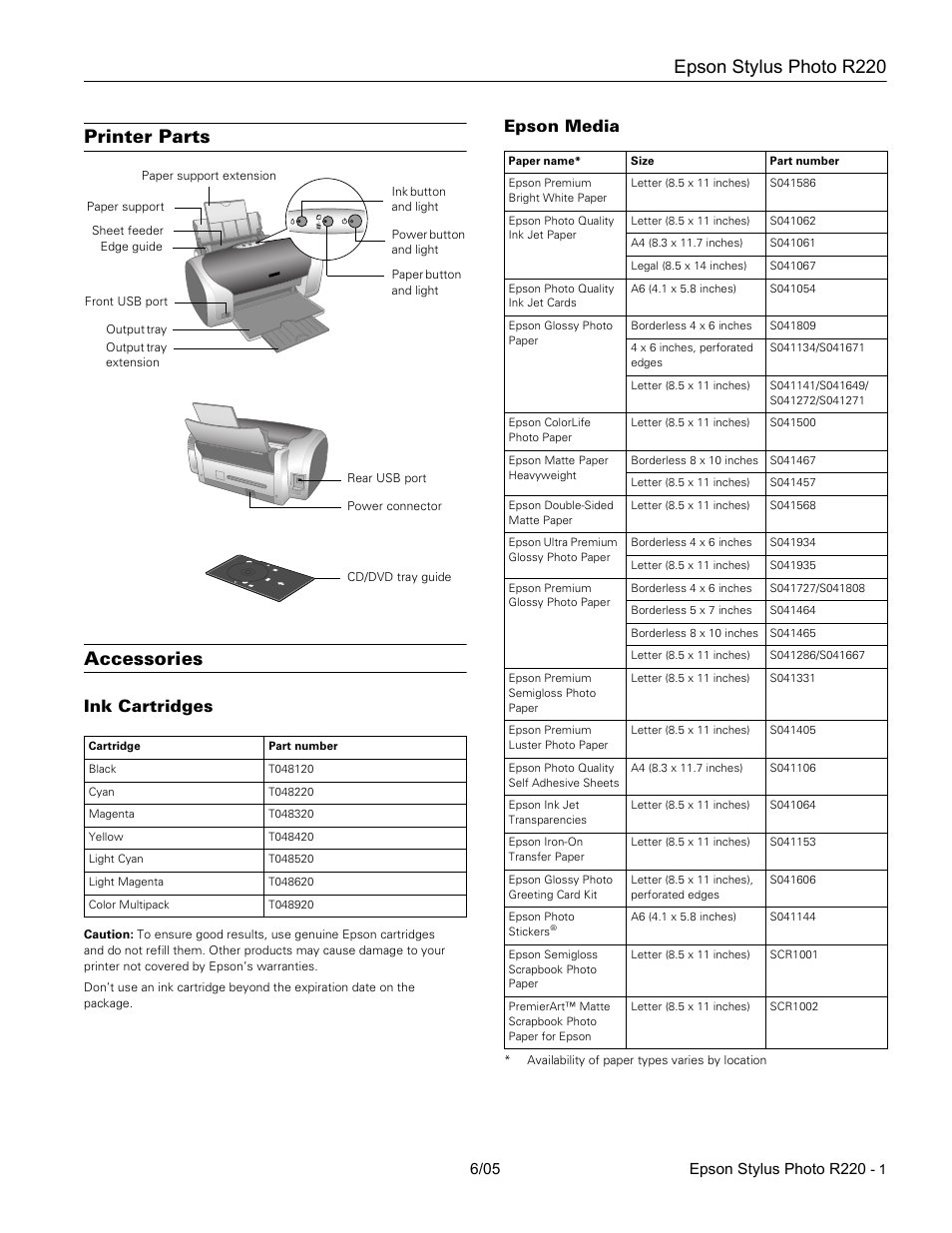 Epson Stylus Photo R220 User Manual | 10 pages