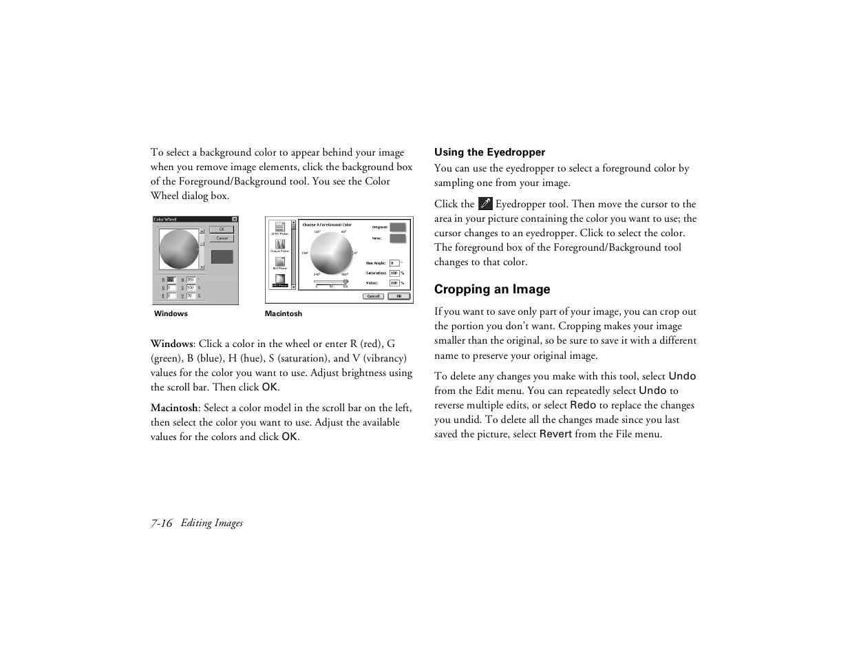 Cropping an image | Epson PhotoPC 650 User Manual | Page 116 / 158