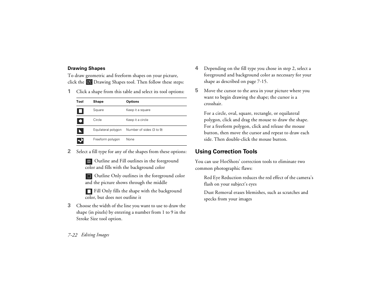 Using correction tools | Epson PhotoPC 650 User Manual | Page 122 / 158