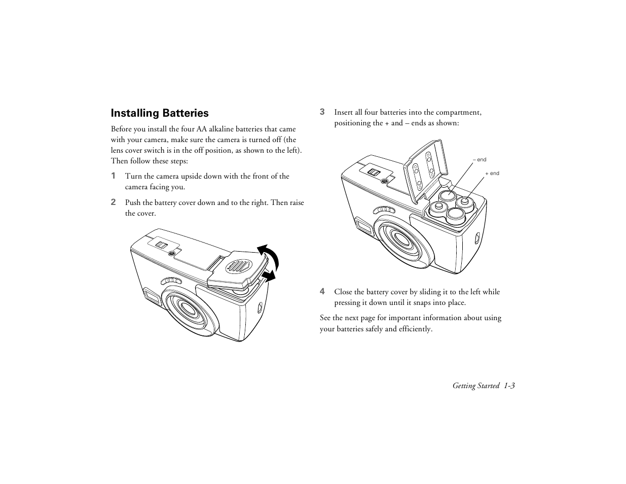 Installing batteries | Epson PhotoPC 650 User Manual | Page 17 / 158