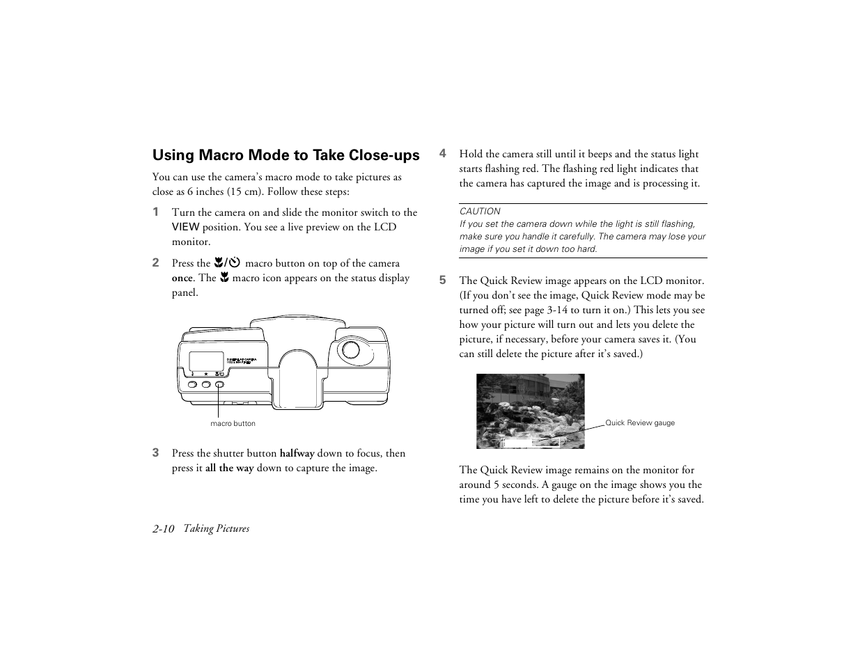 Using macro mode to take close-ups | Epson PhotoPC 650 User Manual | Page 34 / 158