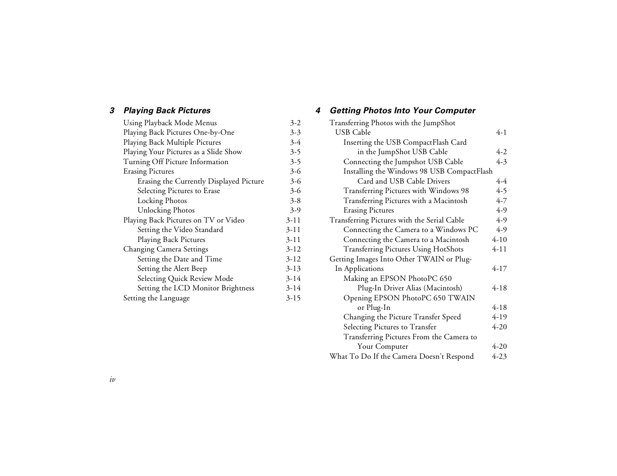 Epson PhotoPC 650 User Manual | Page 6 / 158