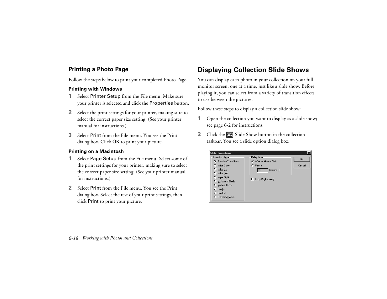 Displaying collection slide shows | Epson PhotoPC 650 User Manual | Page 98 / 158