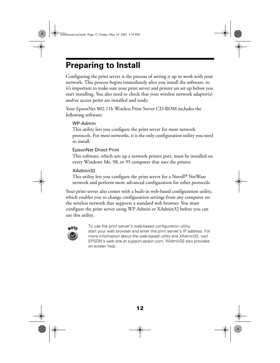 Preparing to install | Epson 80211b User Manual | Page 16 / 68