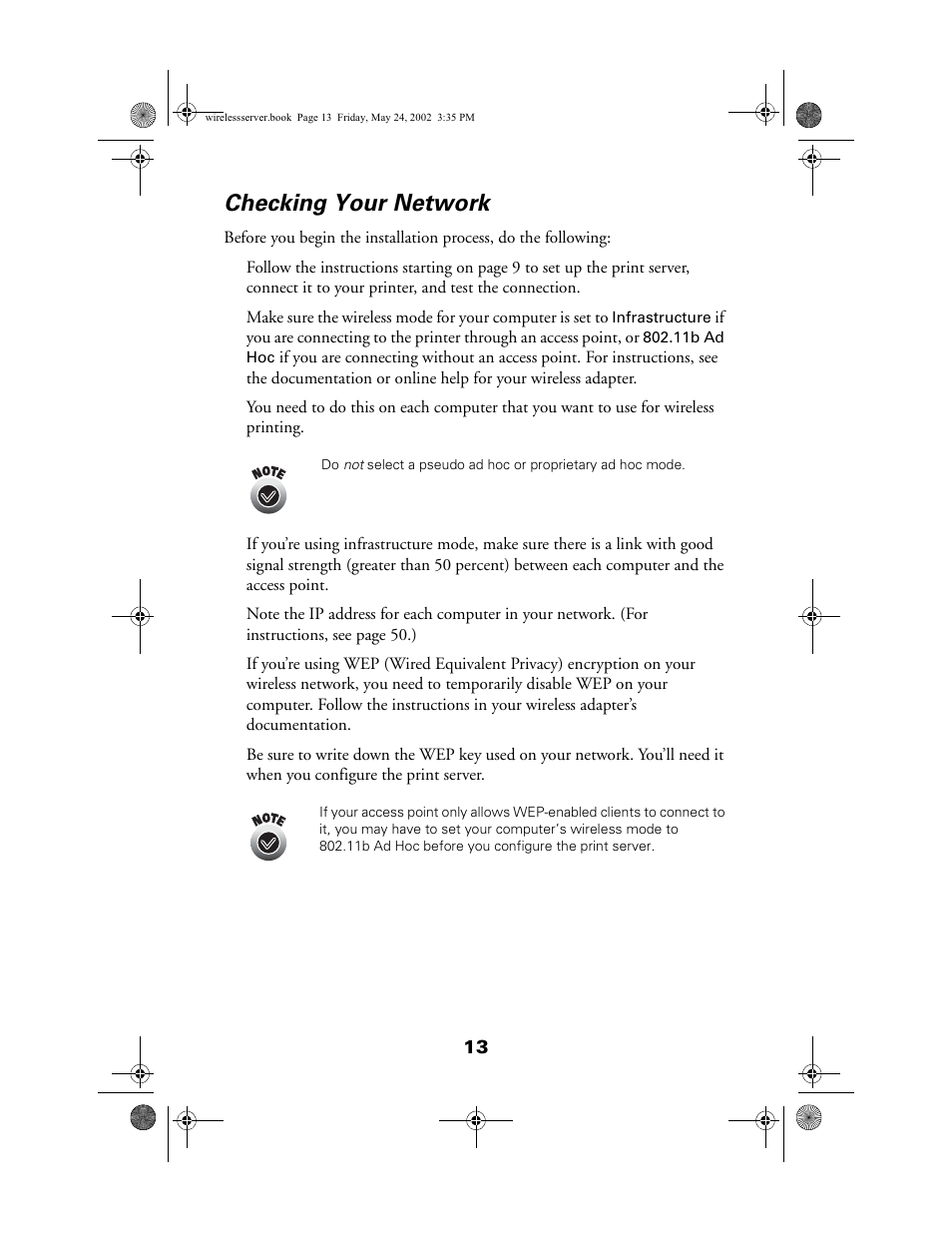 Checking your network | Epson 80211b User Manual | Page 17 / 68