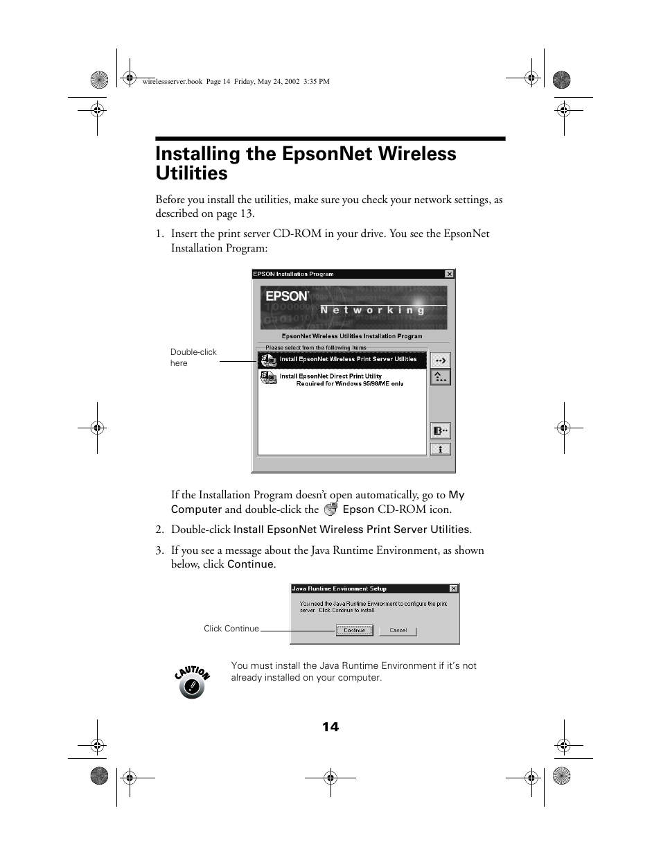 Installing the epsonnet wireless utilities | Epson 80211b User Manual | Page 18 / 68