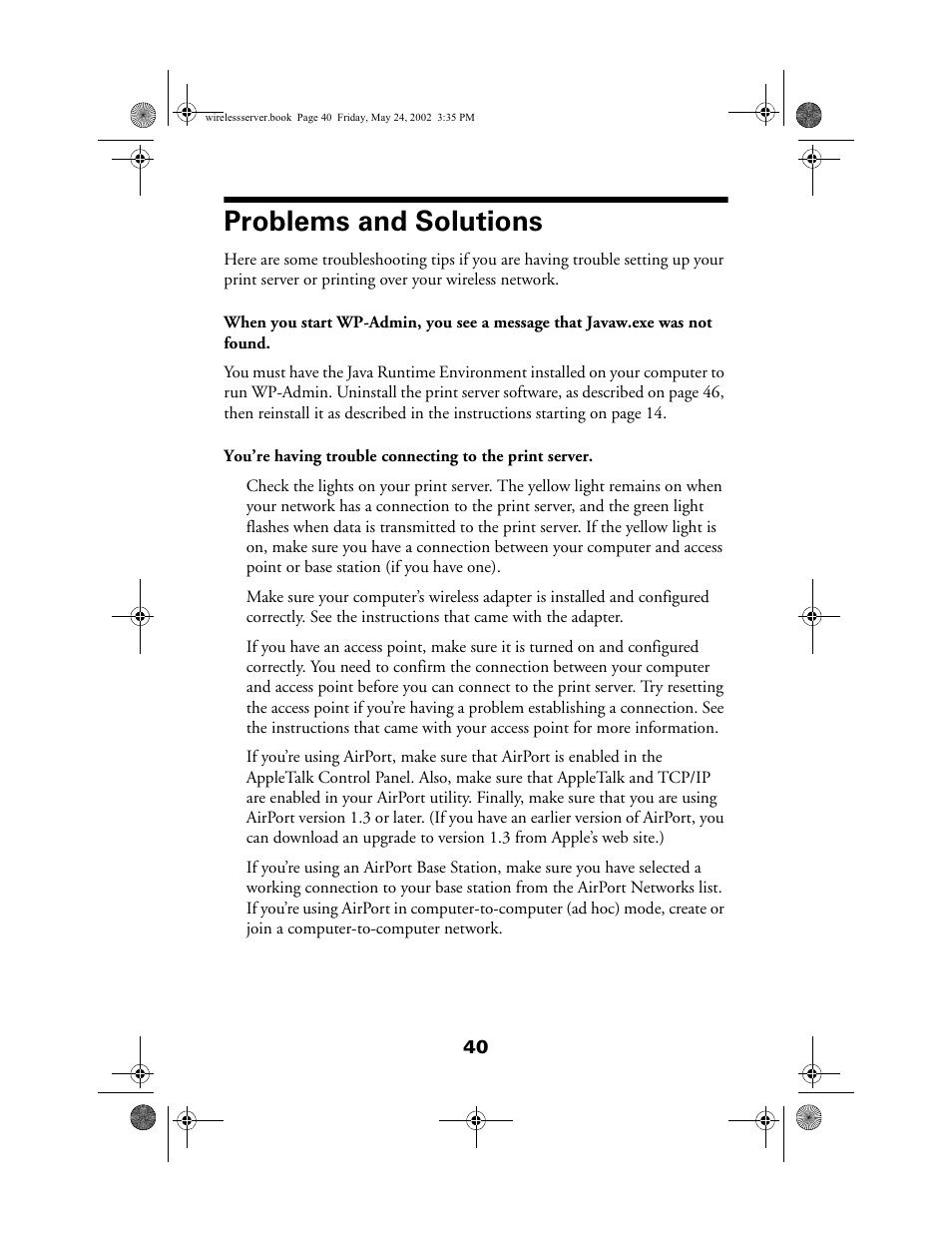 Problems and solutions | Epson 80211b User Manual | Page 44 / 68